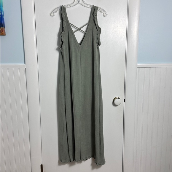 Anthropologie Daily Practice Ribbed Sweater Midi Dress Sage Green Size 1X - Picture 3 of 12